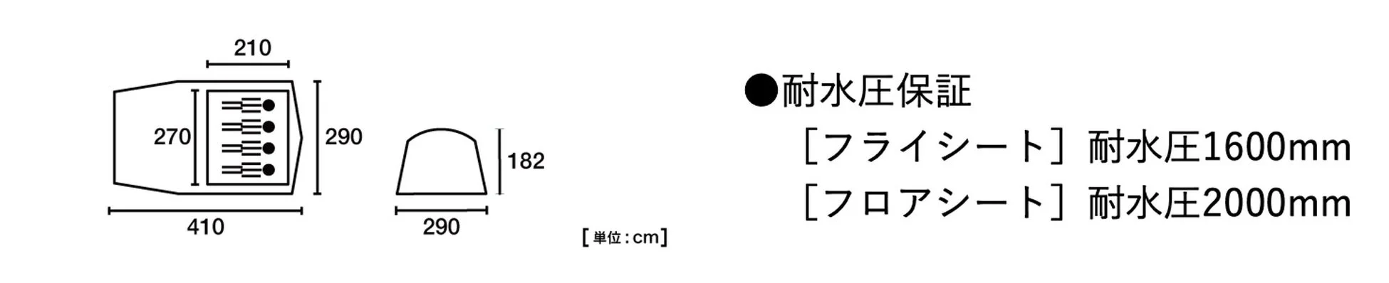 テントの寸法図