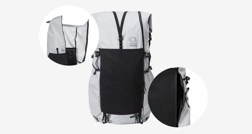 バックパックのトリプルジッパー