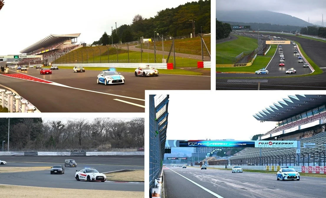 富士スピードウェイのコースを走る車