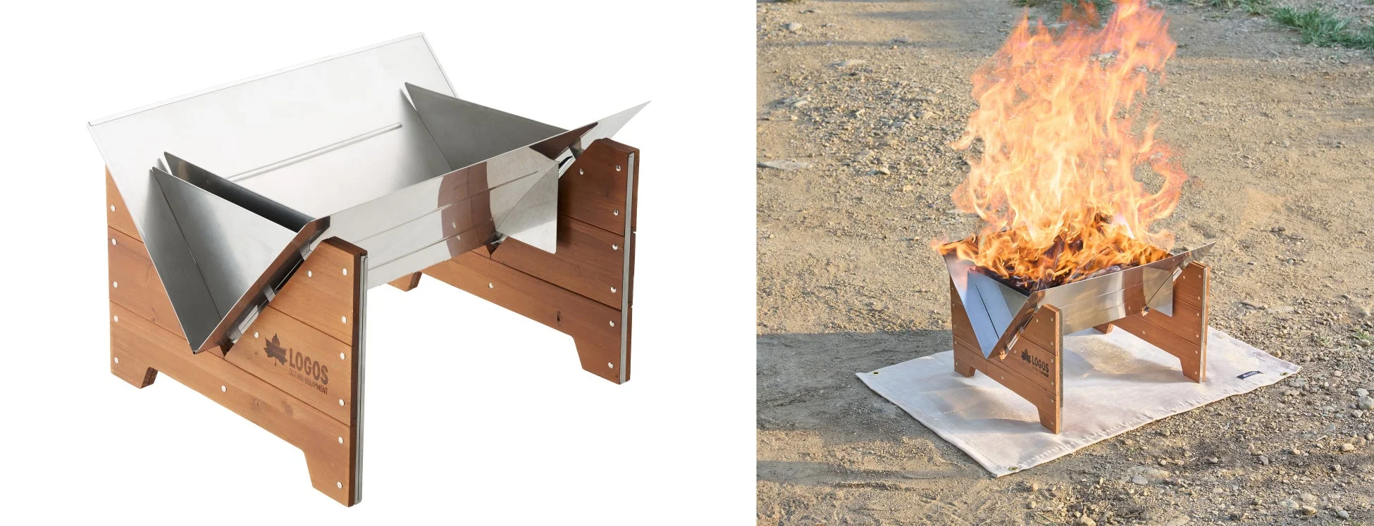 焚き火台のデザインと使用例