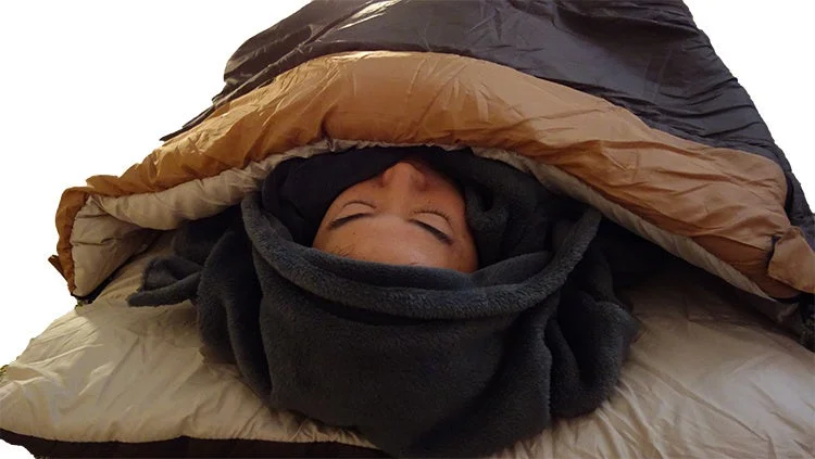 寝袋、睡眠、キャンプ、アウトドア、リラックス、人、顔、毛布、快適