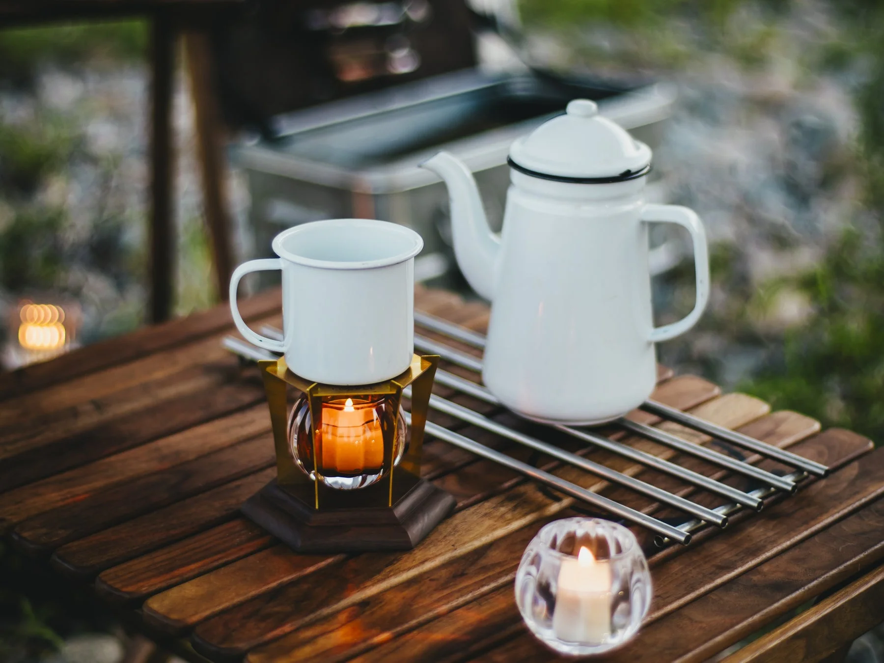 真鍮とウォールナット製のキャンドルウォーマー