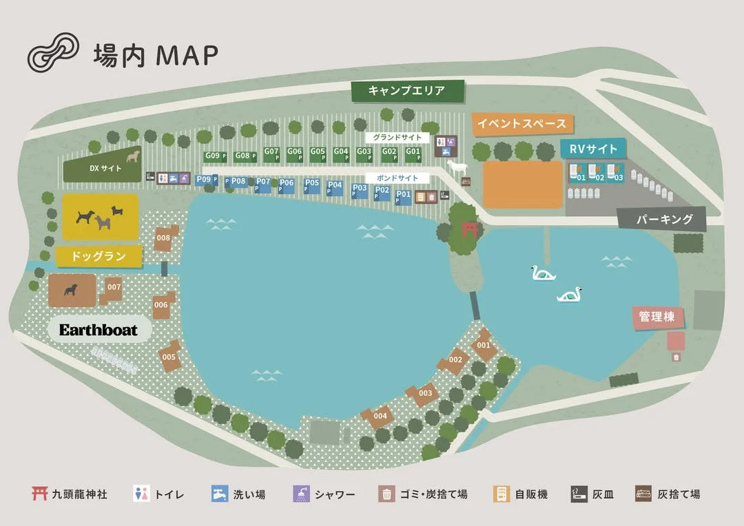 キャンプ施設の全体マップ