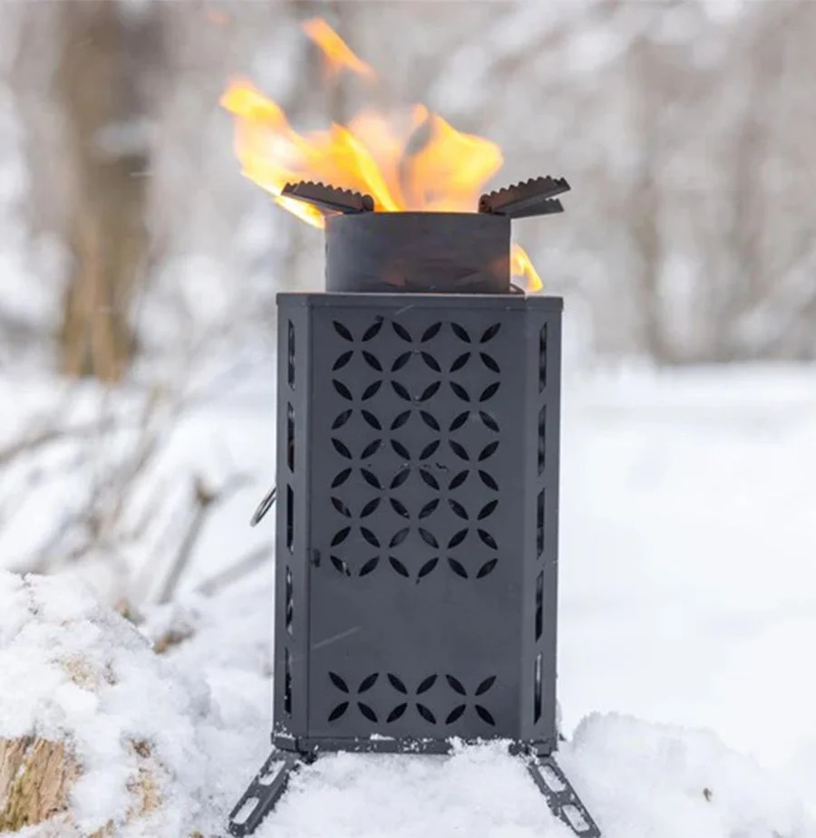 雪景色とストーブ