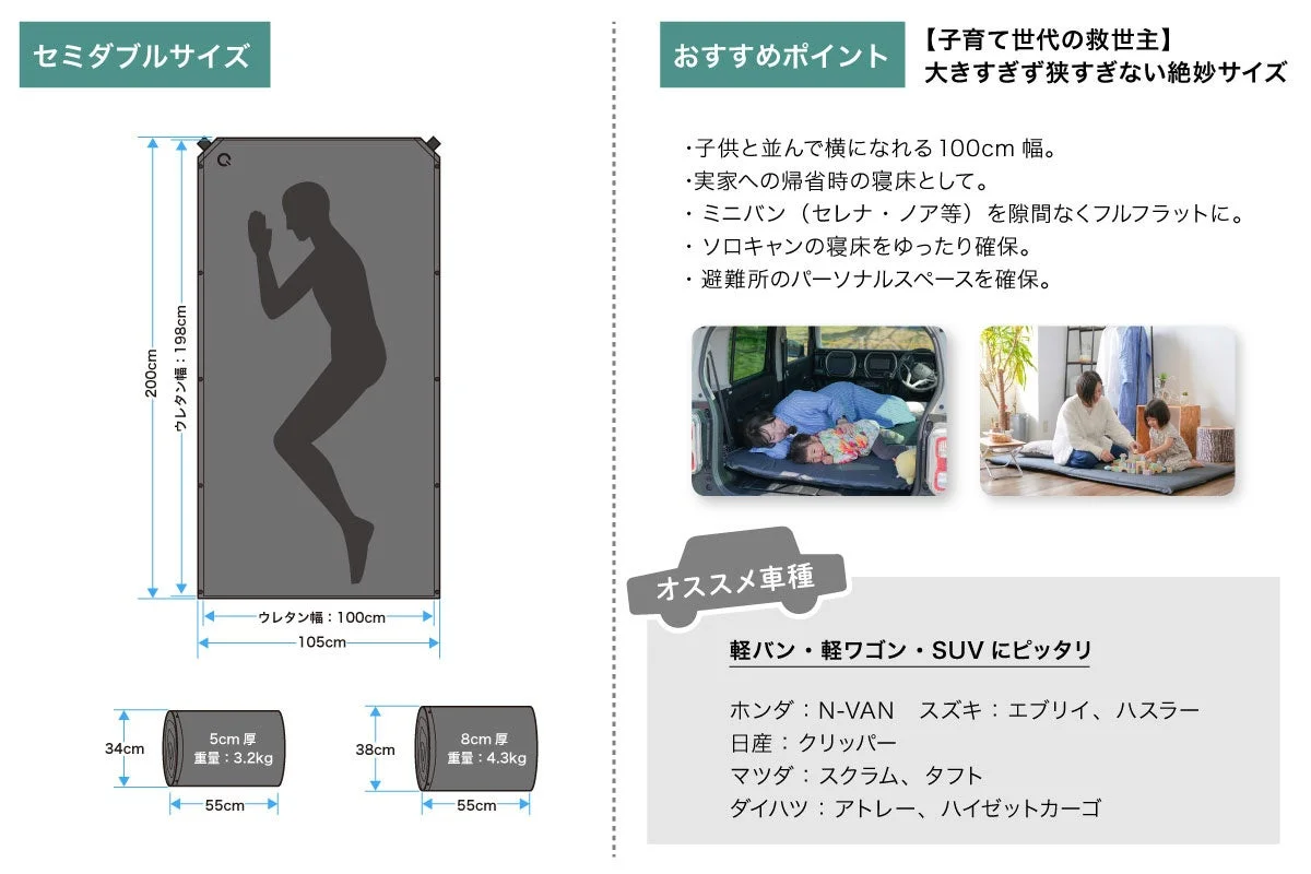 セミダブルサイズのウレタンマットレスの紹介