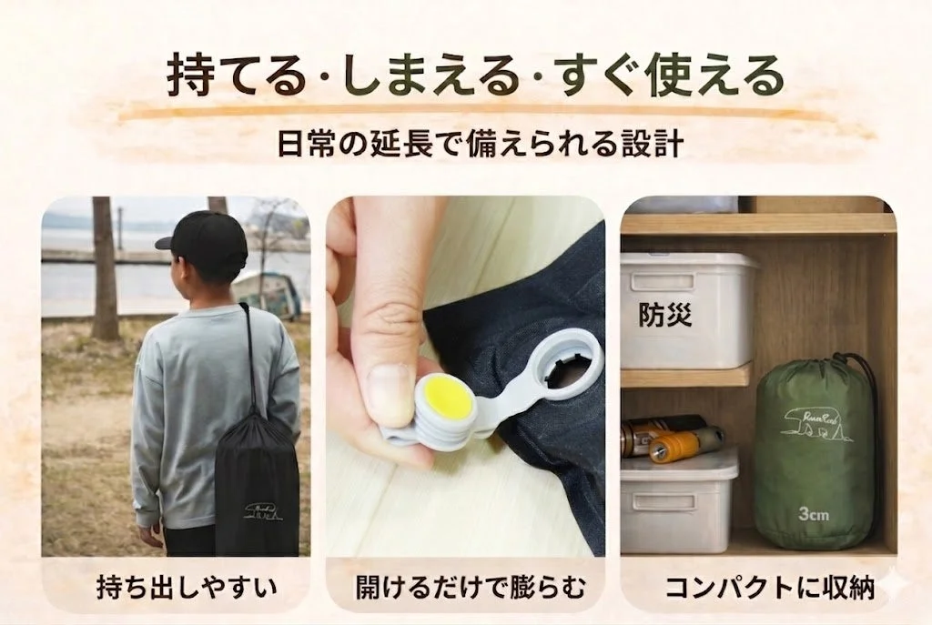 持てる・しまえる・すぐ使える防災マット