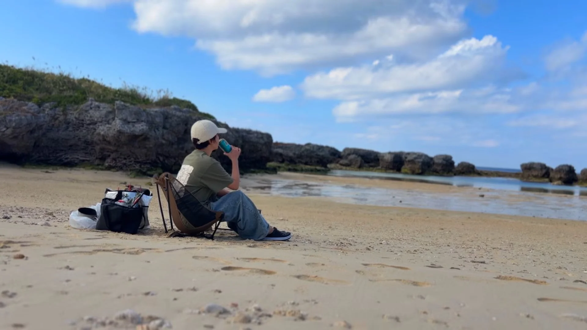 ビーチでリラックス