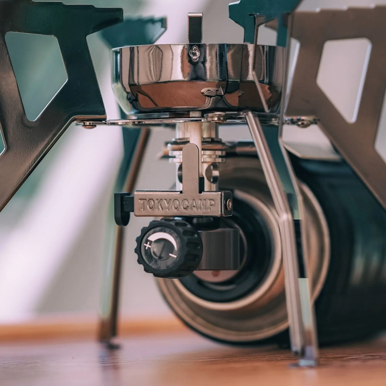 ポータブルキャンプストーブのクローズアップ