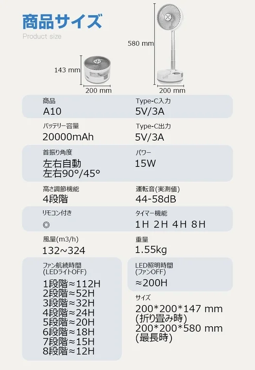 商品サイズ Product size