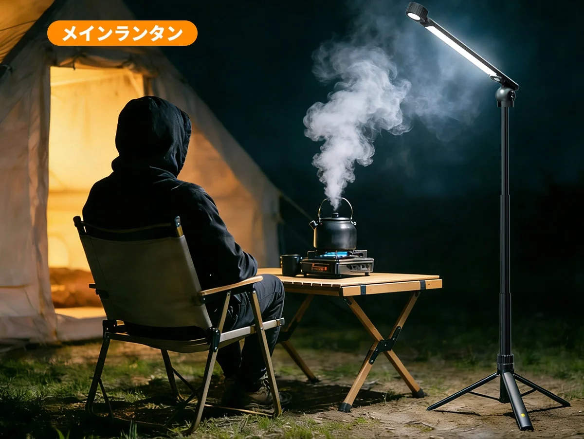 キャンプサイトを照らすランタン