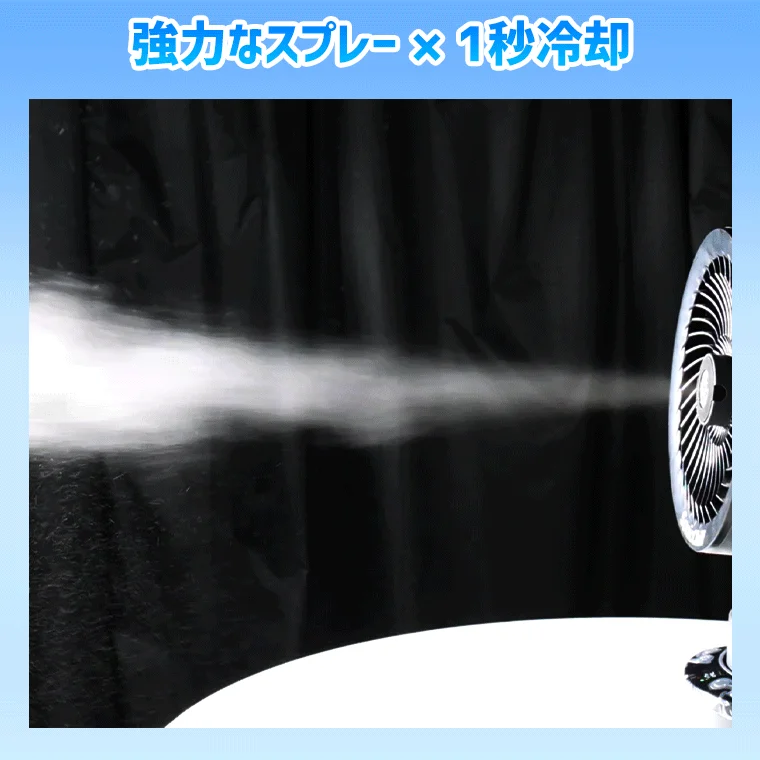 ミストと送風で冷却