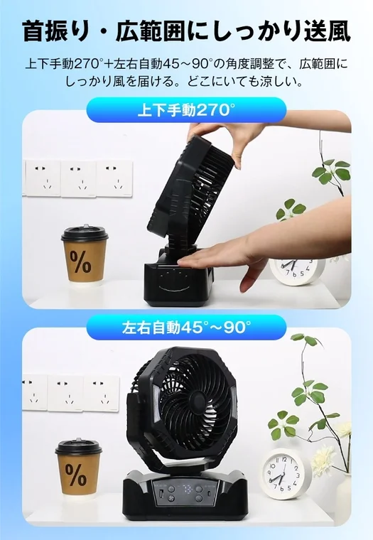 首振り・広範囲にしっかり送風