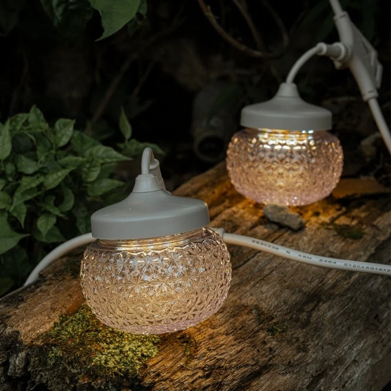 苔むした木に飾られたストリングライト