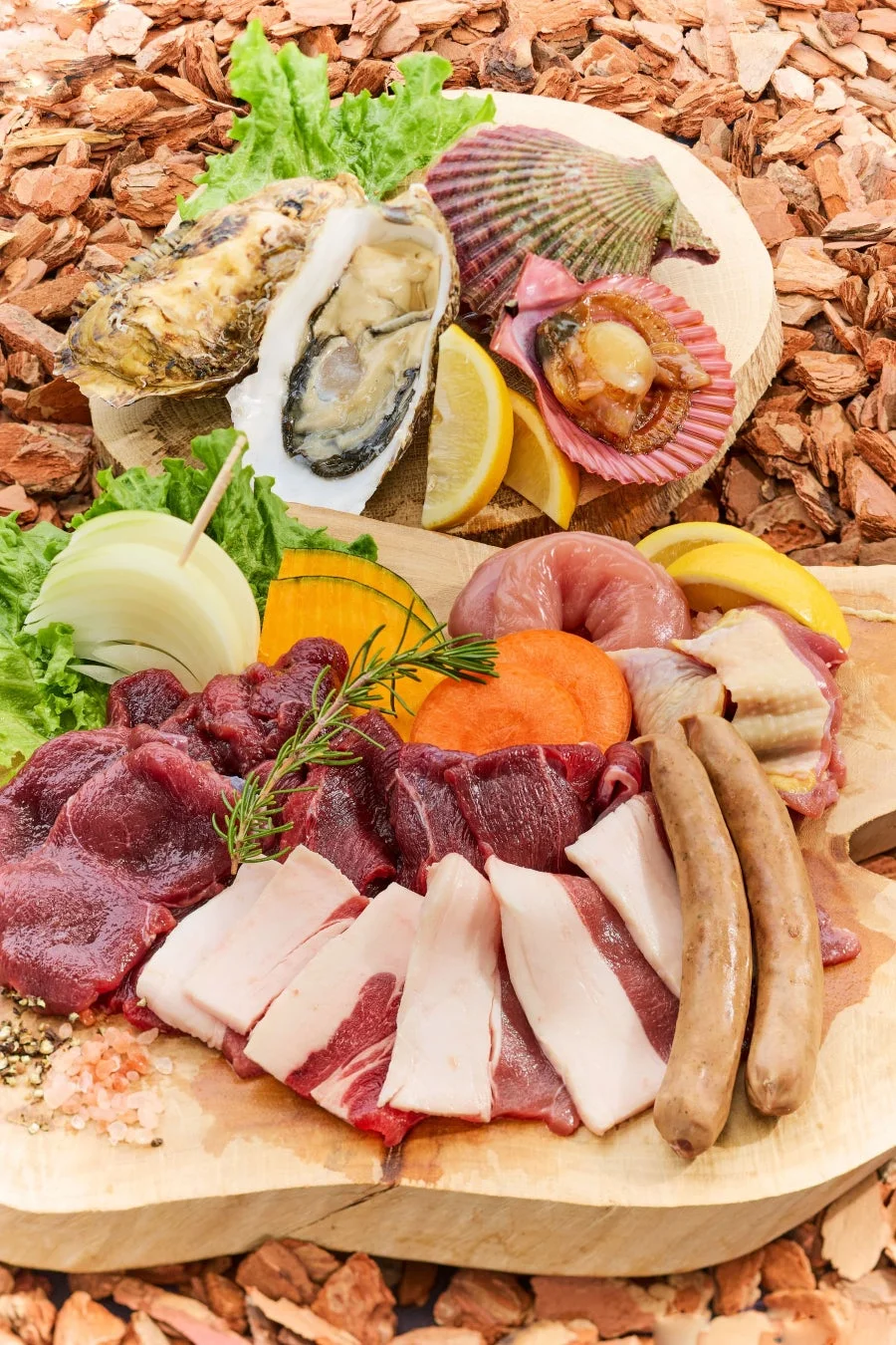 バーベキュー食材の盛り合わせ