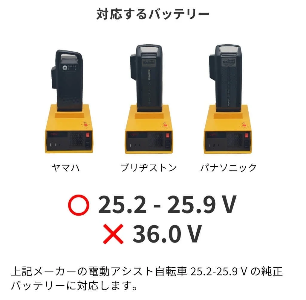 対応するヤマハ、ブリヂストン、パナソニックのバッテリー