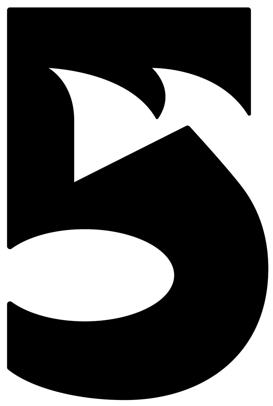 白地に黒で描かれた、大きくスタイリッシュな数字の「5」のイラスト