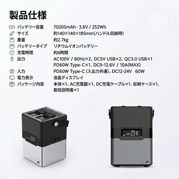 ポータブル電源の製品仕様と本体デザイン
