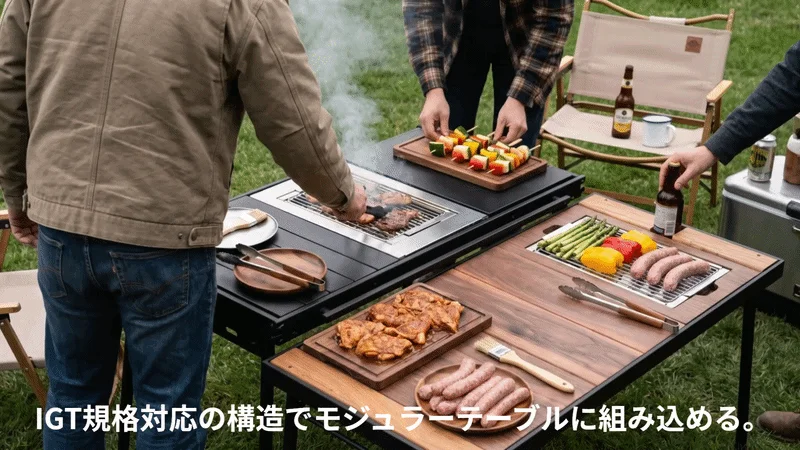 IGTテーブルに組み込まれたグリル
