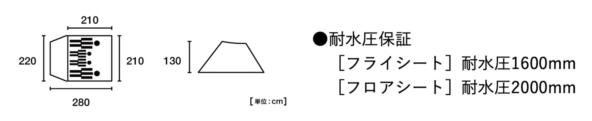 テントのサイズと耐水圧性能