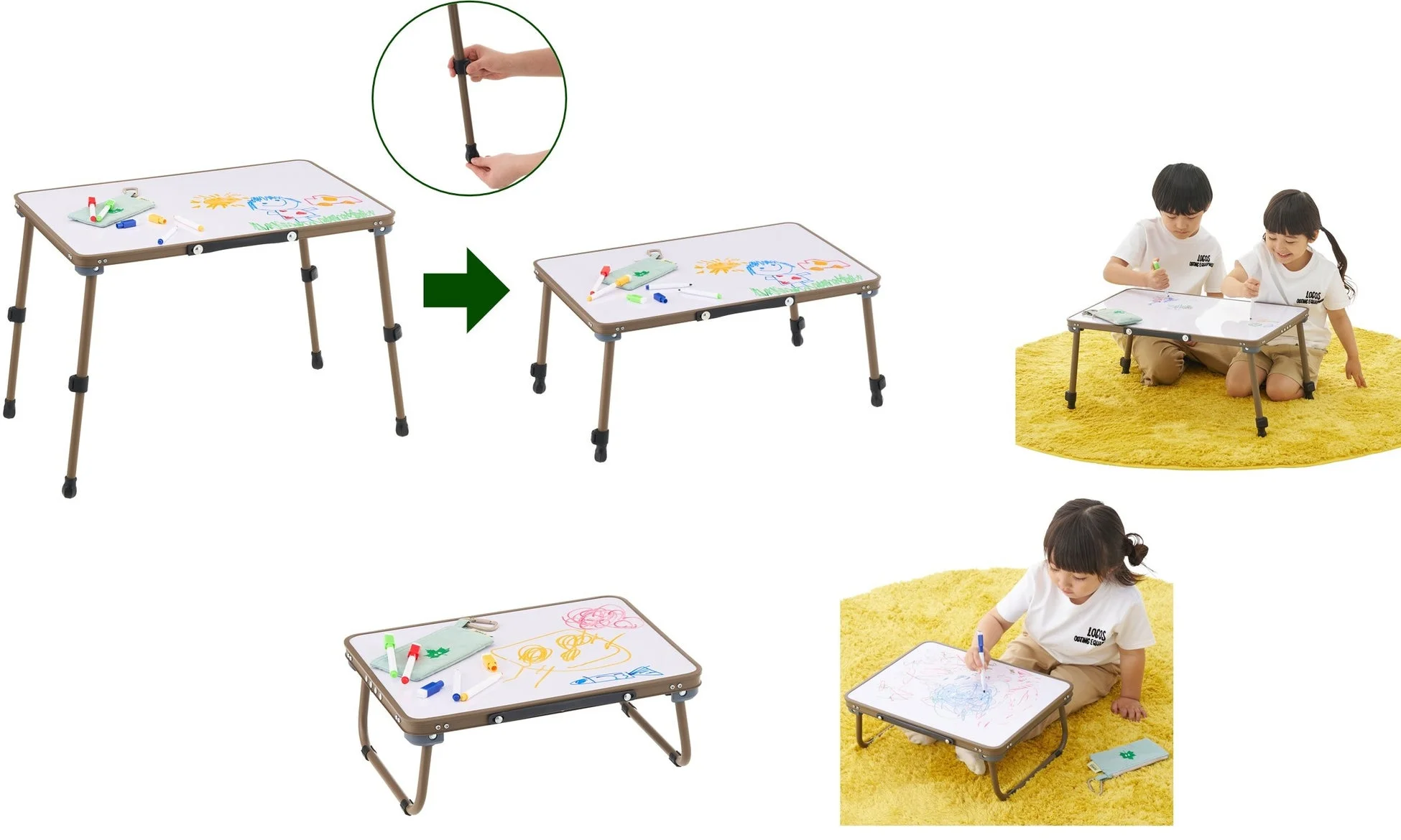 子供がテーブルでお絵かきしている様子