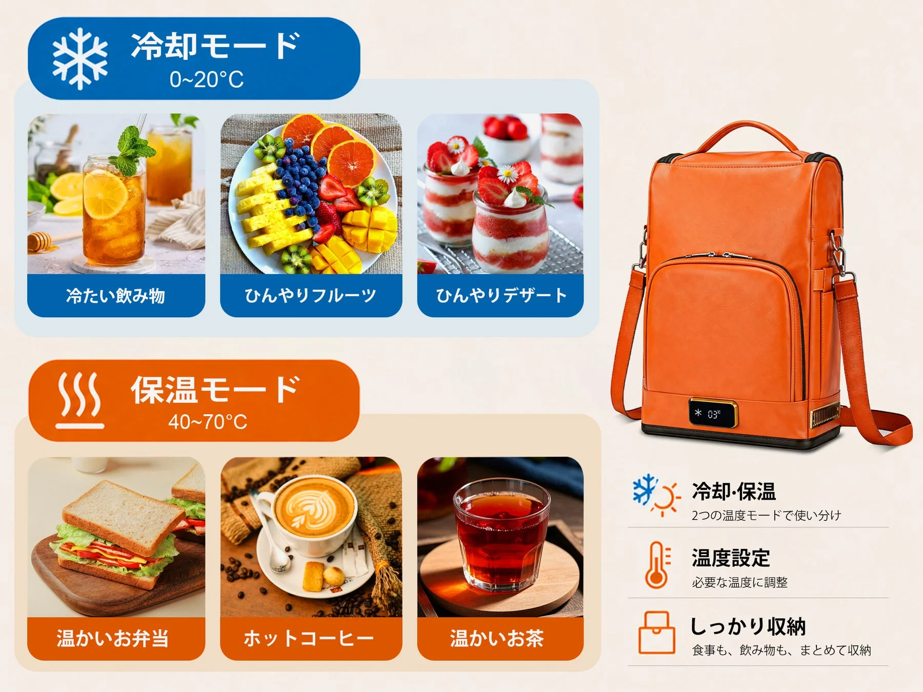 冷却・保温モードの活用例